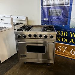 Viking 36”Wide Dual Fuel Range Stove In Stainless Steel 