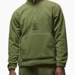 NEW Jordan Mens Medium Winterized Fleece Half-Zip - Light Olive (FD7863-340)