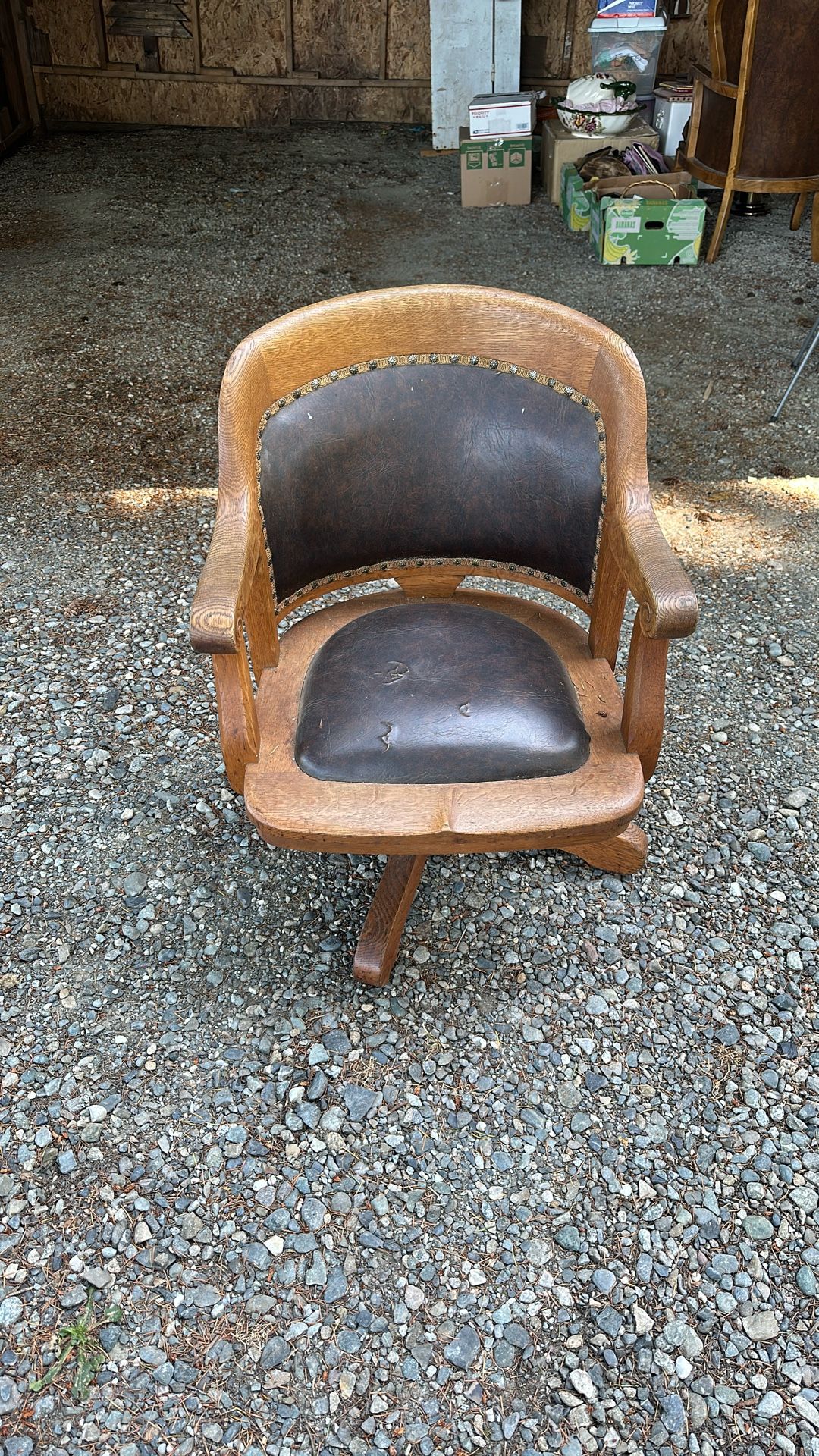 Solid Oak Swivel Chair