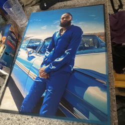 nipsey hussle poster on a wood panel with resin 