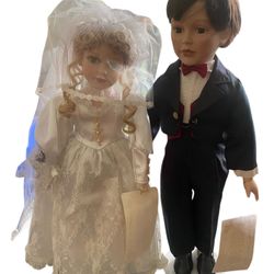 Bride And Groom Porcelain Doll Lot