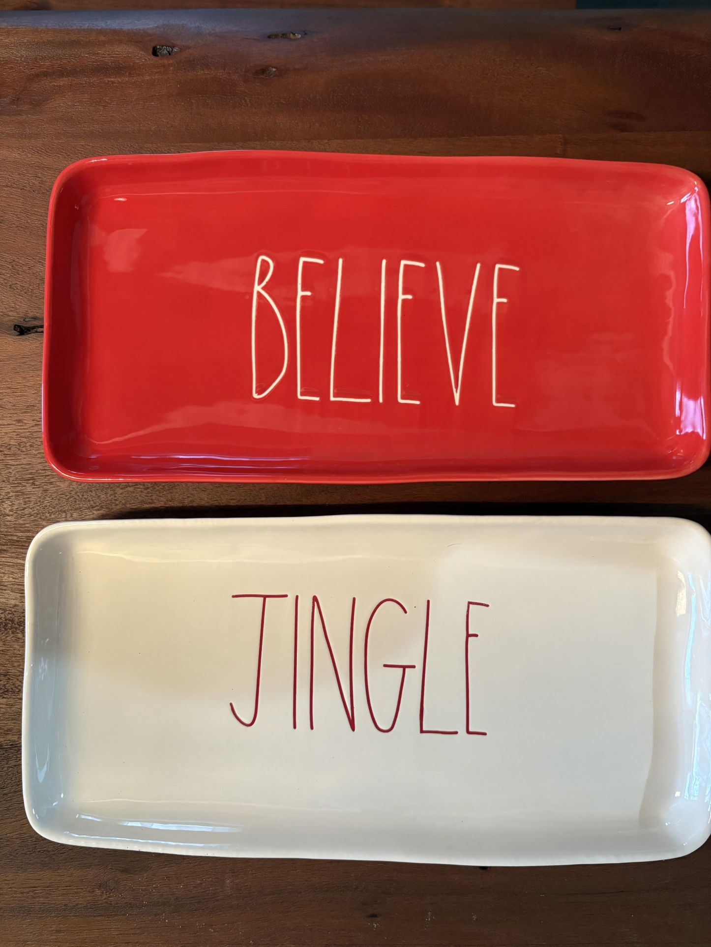 2 Rae Dunn Christmas serving dishes / platters