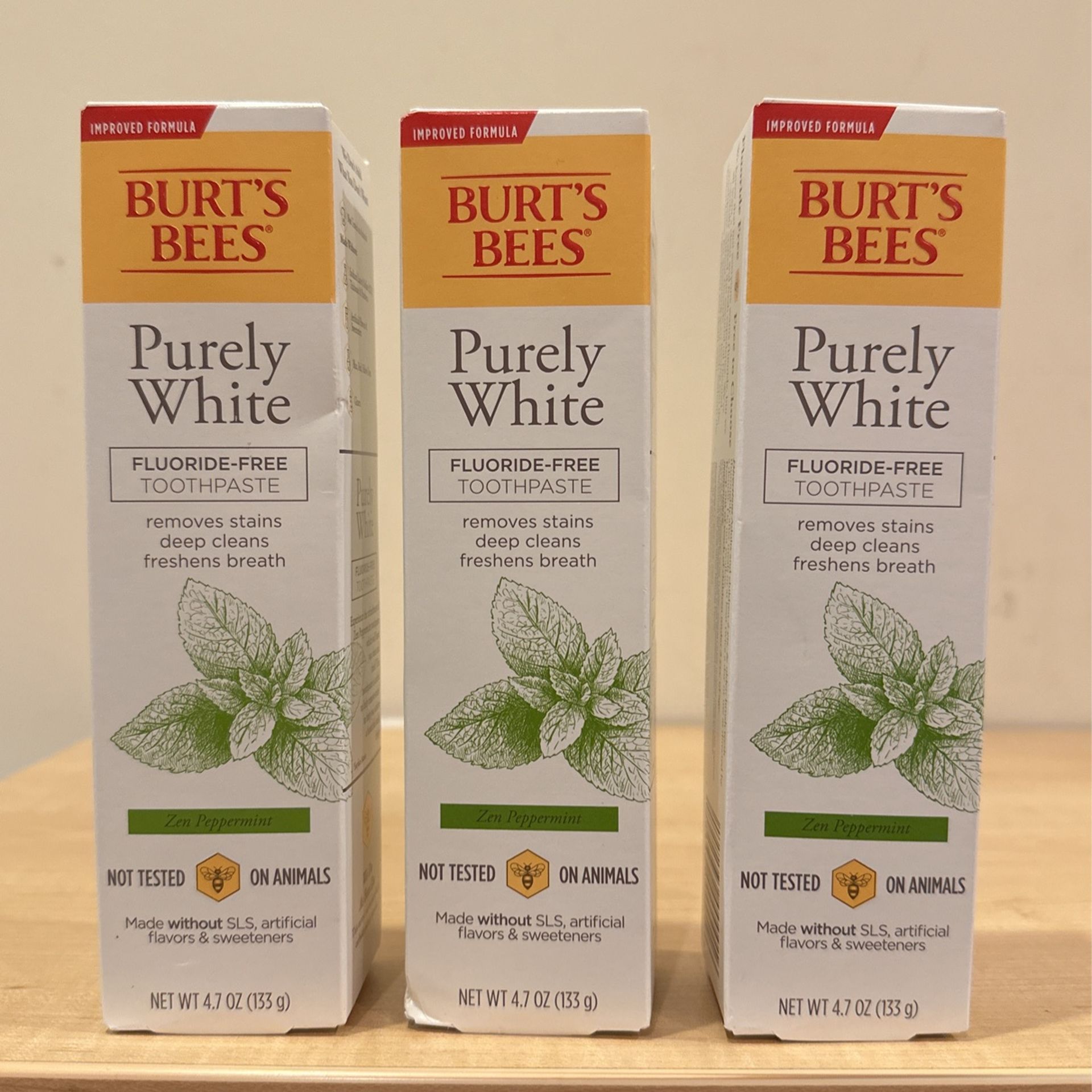 Burt’s Bees Purely White fluoride-free toothpaste 4.7 oz: $3 each