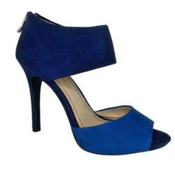 BCBGeneration Idalaha Blue 2-Tone Colorblock Open Toe Heel Shoes Sz 8.5