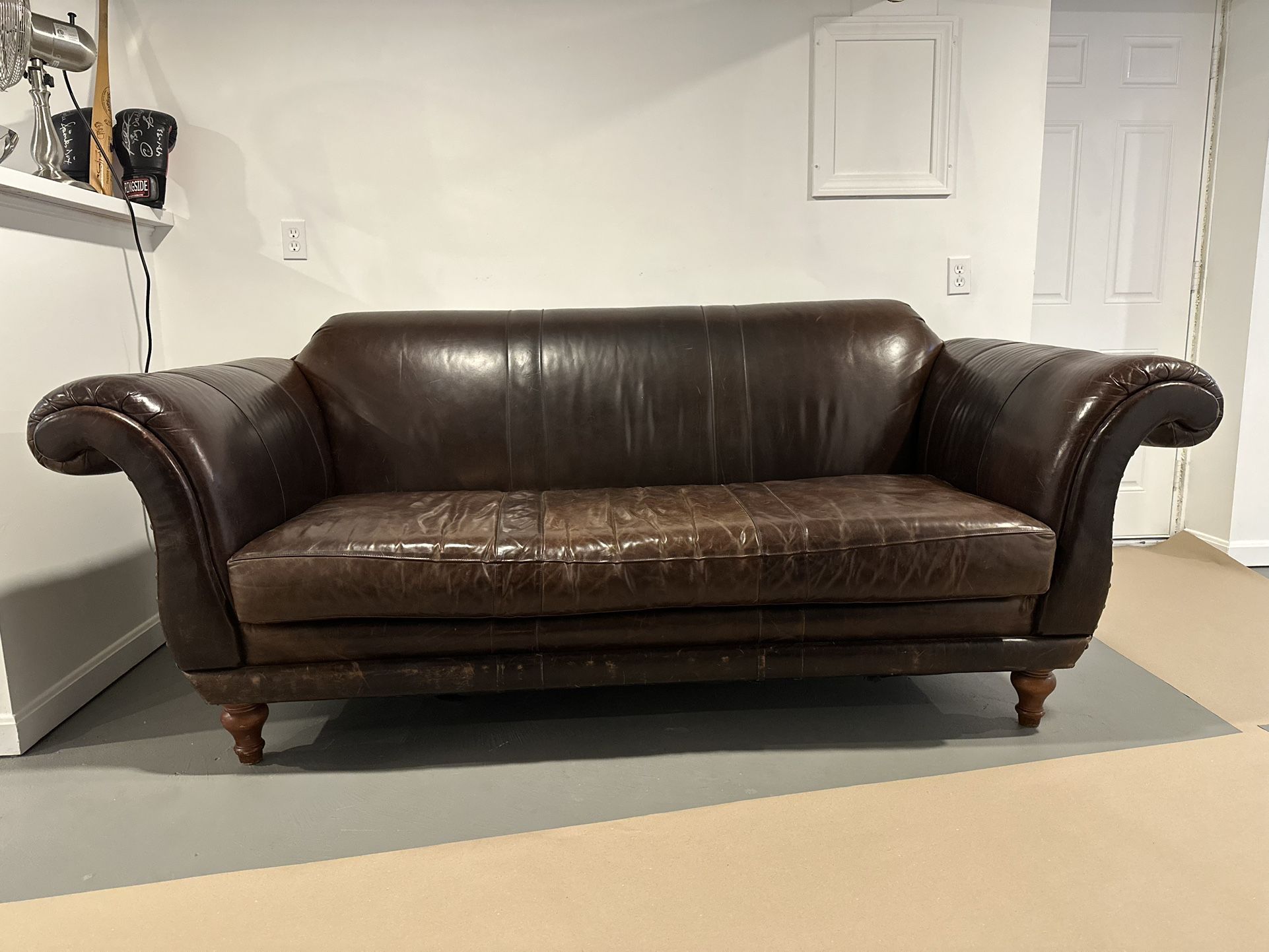 Anthropologie Leather Chesterfield Sofa