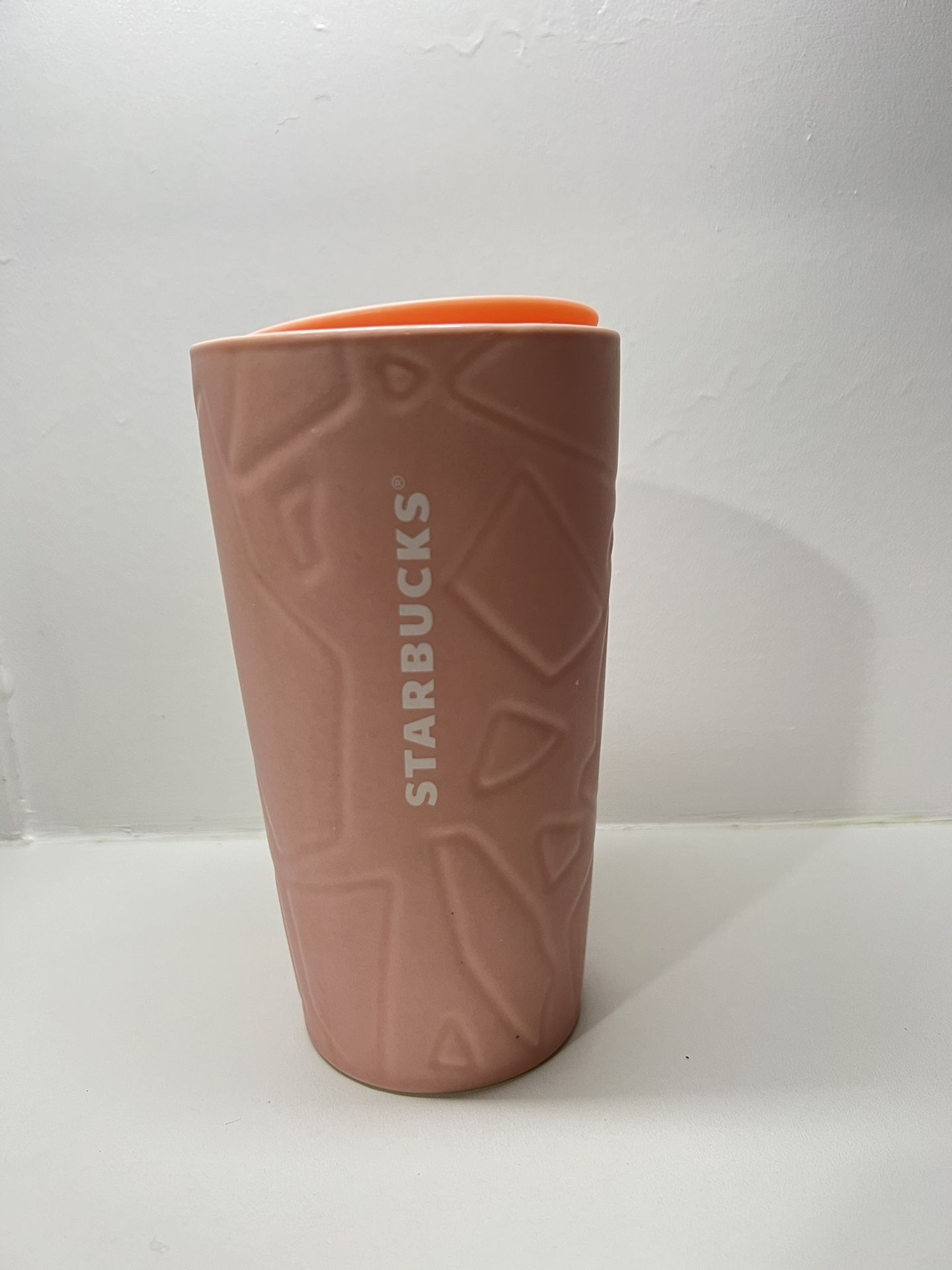Starbucks Pink Soft Touch Matte Ceramic Tumbler 12oz Double Wall Cup Pink Lid