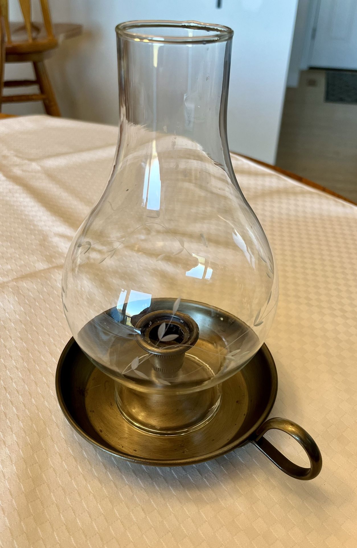 Vintage Princess House Heritage Crystal and Brass Globe Chamberstick