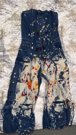 Strapless Denim Cargo Jumpsuit