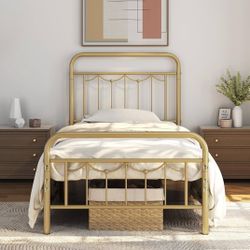 Gold Metal Twin Bed Frame 