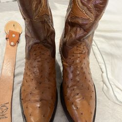 Ostrich Boots 10d With Belt 