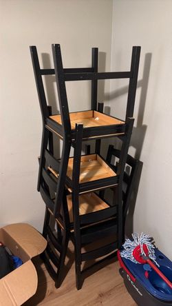 Black Wooden Children's High Chairs – Set of 4