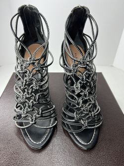 Alaia Peau Elegance Black/White Caged Sandals Heels  Size 38/ 8 - worn twice