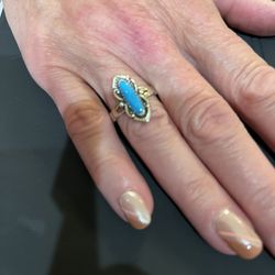 Ring, Turquoise Sterling Silver Size 8.5