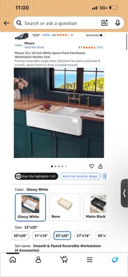 Miuara 33x20 White Farmhouse Kitchen Sink