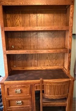 Solid Wood Bookcase/Desk w/chair