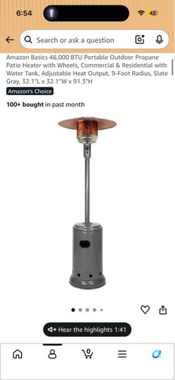 Amazon Basics 46,000 BTU Portable Propane Patio Heater