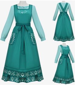Women Julieta Madrigal Dress Abuela Alma Cosplay Outfit Long Sleeve Apron Dress Set for Halloween