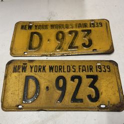 1939 New York world fair license plate