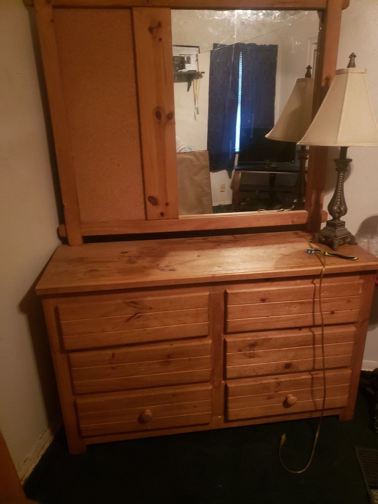 Dresser w/mirror and night stand