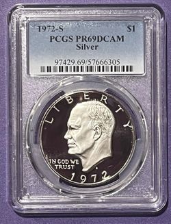 1972 S $1 Silver Ike Eisenhower Dollar Proof PCGS PR69DCAM