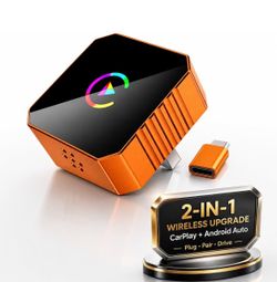 2026 Wireless CarPlay & Android Auto Adapter, 2-in-1, Dual-Band WiFi Fast auto-Connect, Vented Cooling and Plug-and-Play Setup for Vehicles with Facto