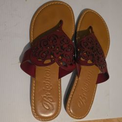 Brighton Ariana Women's Dark Red Leather Sandals in size 9M