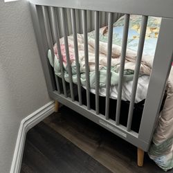 Grey Matching Crib/toddler Bed, Dresser, And Changing Table