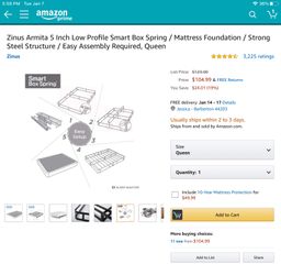 Zinus armita 5 inch low profile smart box spring