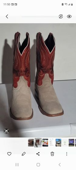 Leather and suede cowboy boots