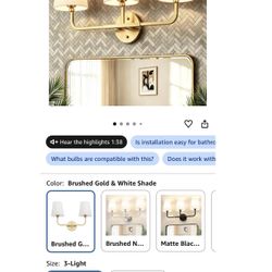 3 Light Gold Brushed Bathroom Vanity Light