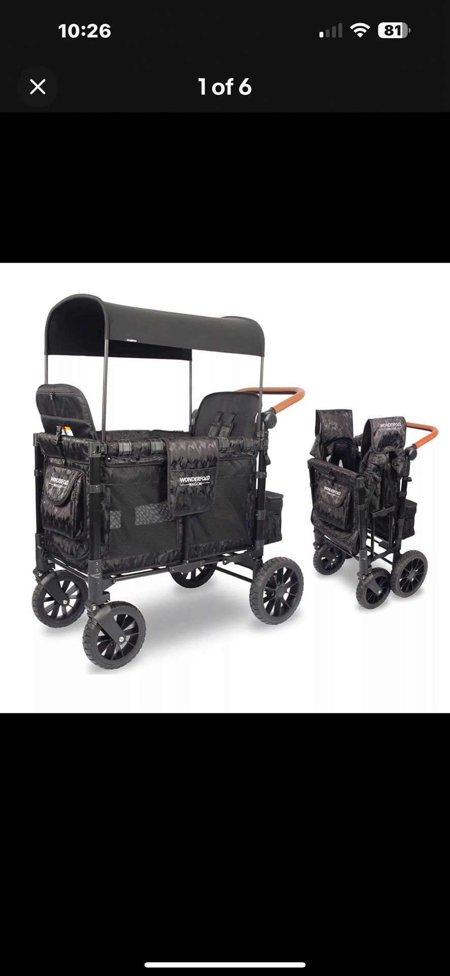 Wonderfold W2 Double Stroller Wagon 2 Seater Black Camo