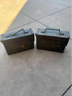 Two metal ammo cases antique