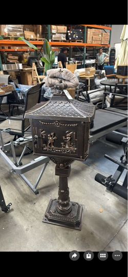 Assembled New Mailbox Rustproof Cast Aluminum Locking Post Mount Mail Box Large Black w/ Bronze