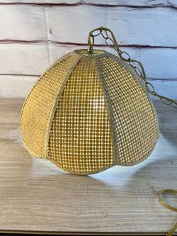 MCM Woven Wicker Swag Lamp Light