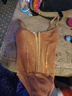 Shimmery Sex Bodysuit- Honey Beige Color Size S