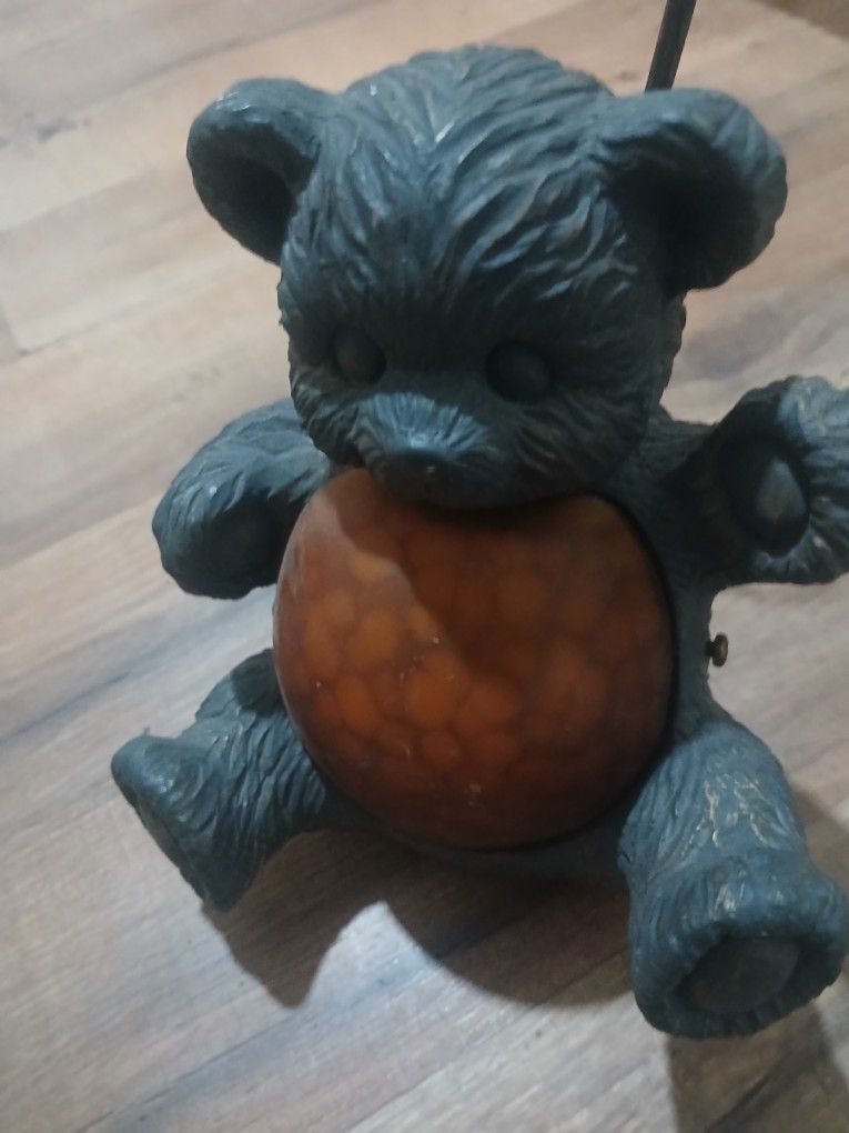 Teddy Bear Nightlight Heavy Metal And Glass Nice Peice 37$