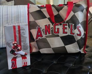 Logan O'Hoppe bobblehead & Angel tote.