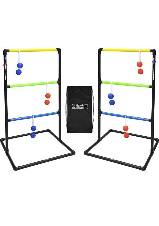 GoSports Pro Grade Ladder Toss Indoor/Outdoor Game Set with 6 Soft Rubber Bolo Balls, Travel Carrying Case