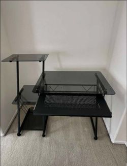 Glass Desk with sliding tray for keyboard