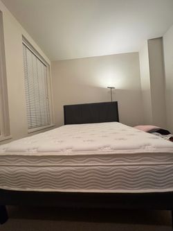 Need gone today!! Zinus Queen Mattress and Grey Upholstered Bed Frame