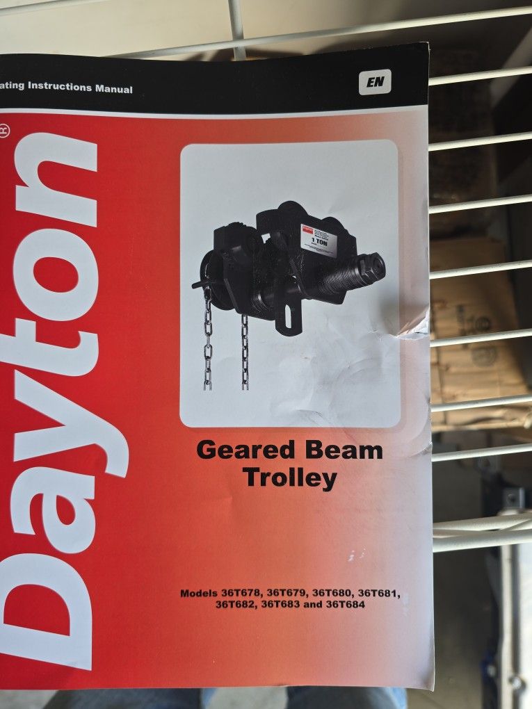 Dayton geared beam trolley.