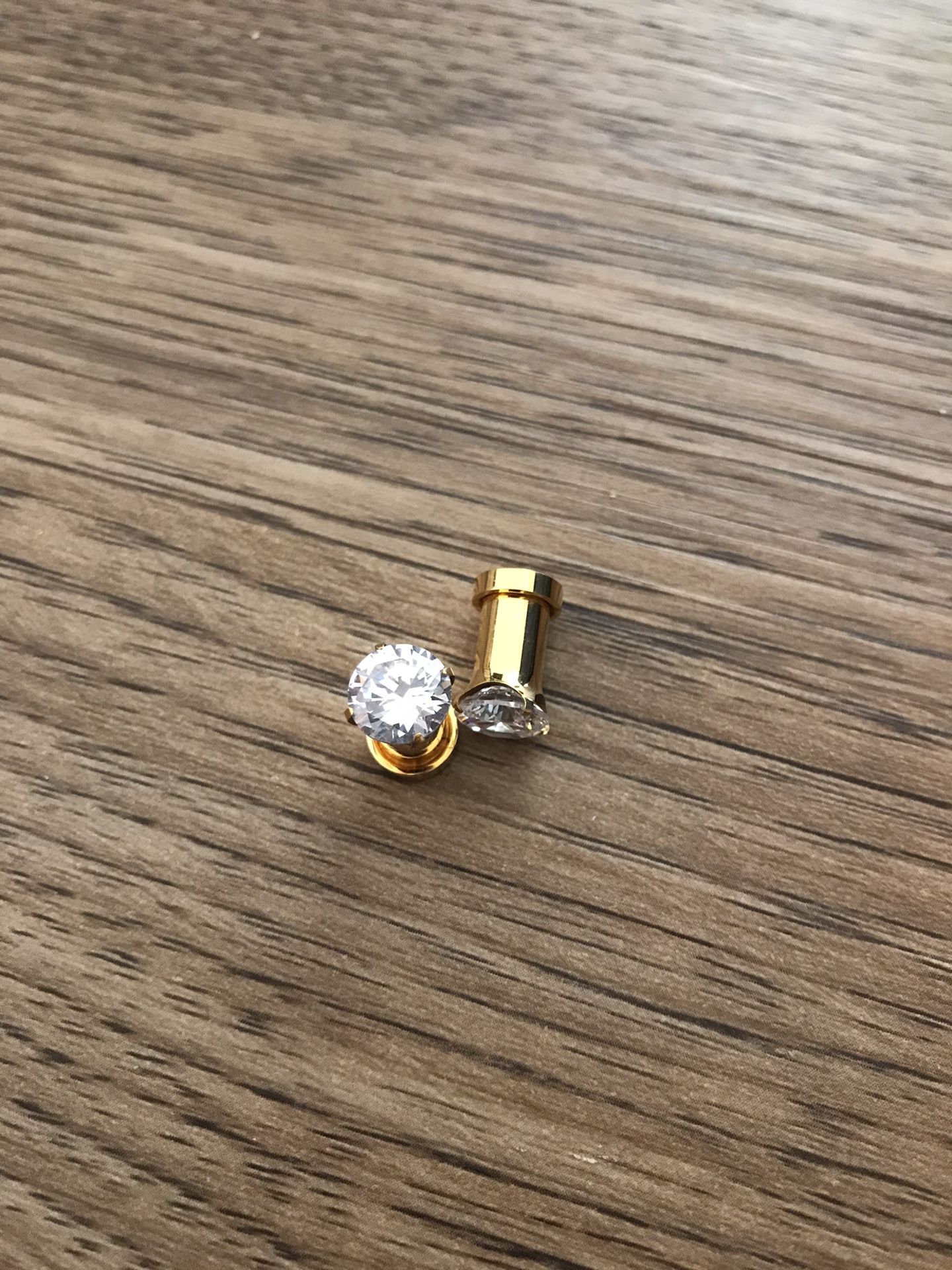 2g diamond and gold plug earrings