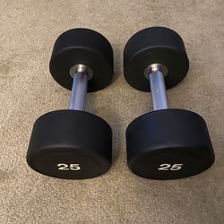 Pair of 25 lbs Urethane Dumbbells / Weights - 50 lbs total