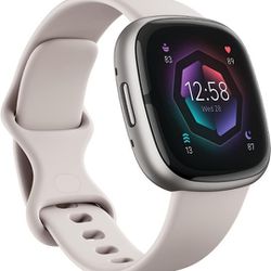 Fitbit Sense 2 Advanced Health and Fitness Smartwatch with Tools to Manage Stress and Sleep, ECG App, SpO2, 24/7 Heart Rate and GPS, Lunar White/Plati