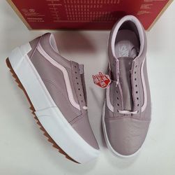 Vans Old Skool Stacked Chunky Platform Tumbled Leather Sneakers Women Size 10.5