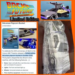 Back To The Future DeLorean 40th Anniversary Light Up Popcorn Bucket,new In Package!!
