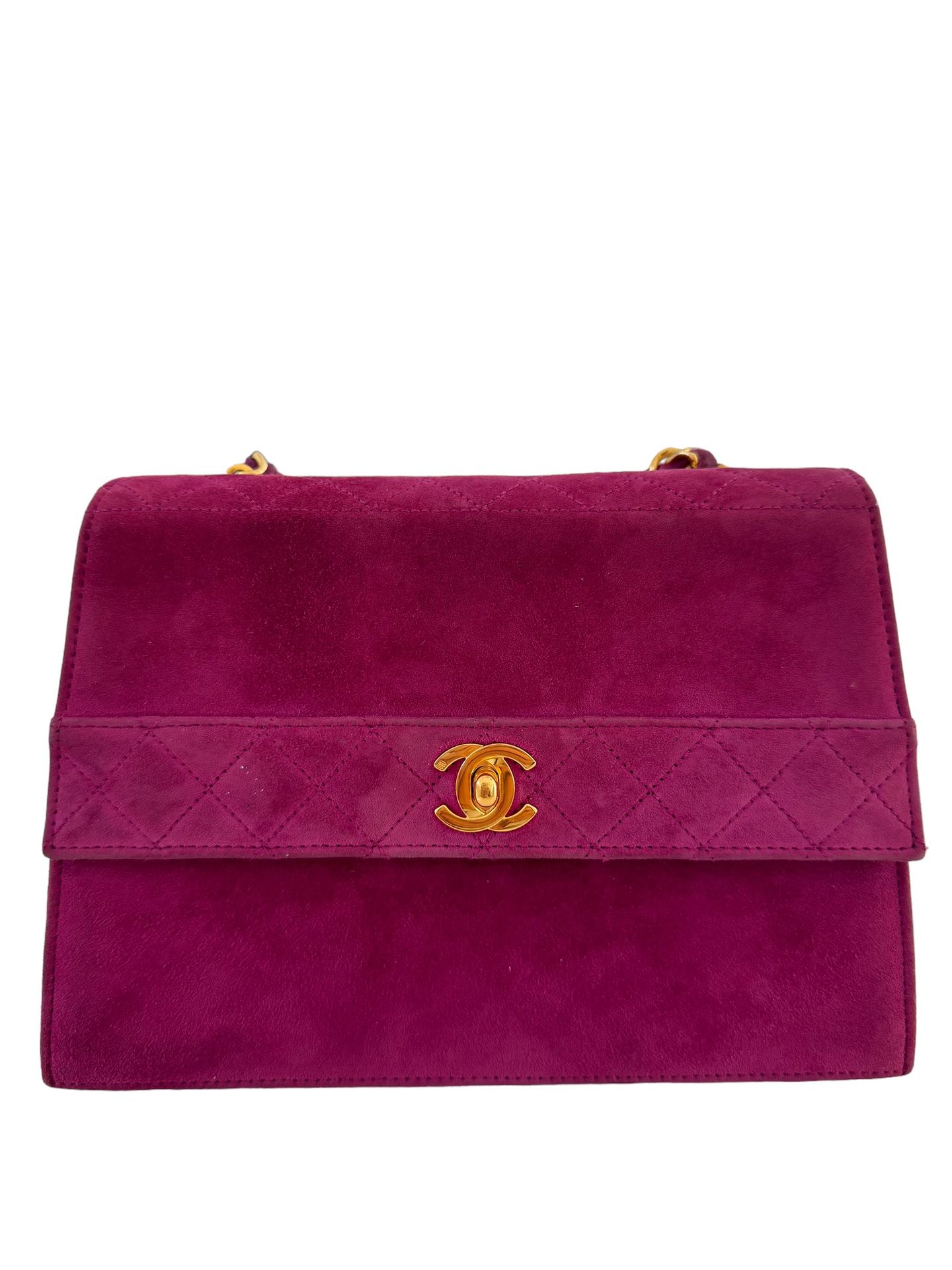 RARE Fuchsia Hot Pink Vintage Chanel Bag 24k Gold Hardware