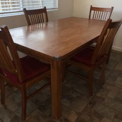 Wooden Kitchen Table + 4 Chairs