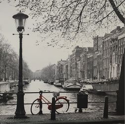 IKEA Vilshult Framed Black And White Photo With Red Bicycle