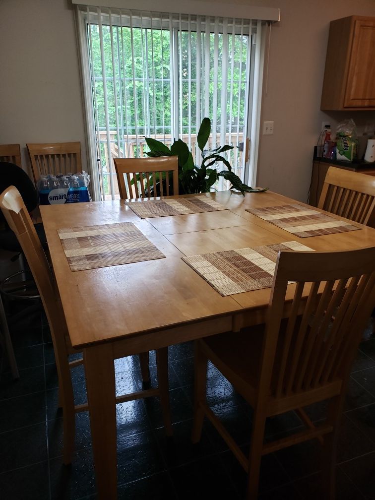 Counter height oak dining/kitchen table set